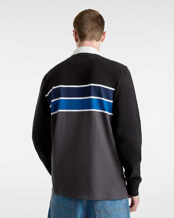 Men Vans Harrison Rugby Long Sleeve Knit Sweater Black Malaysia | VN1039274