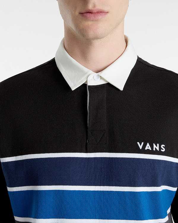 Men Vans Harrison Rugby Long Sleeve Knit Sweater Black Malaysia | VN1039274