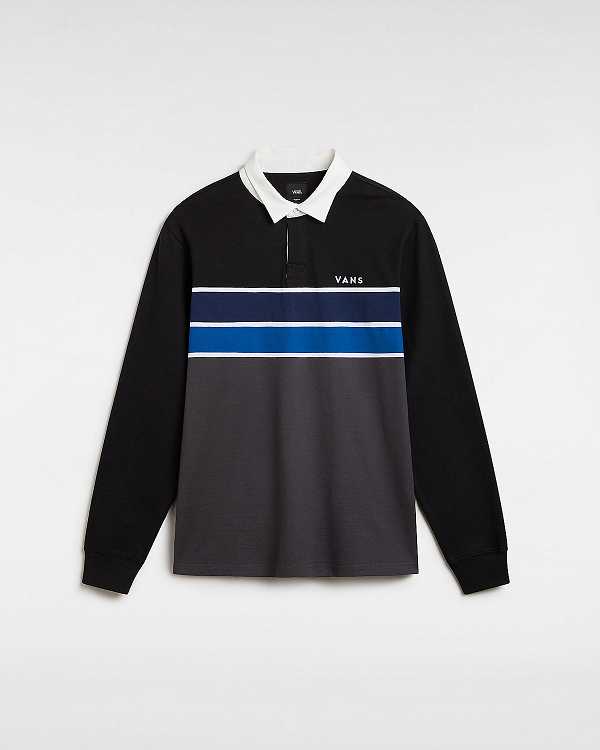 Men Vans Harrison Rugby Long Sleeve Knit Sweater Black Malaysia | VN1039274