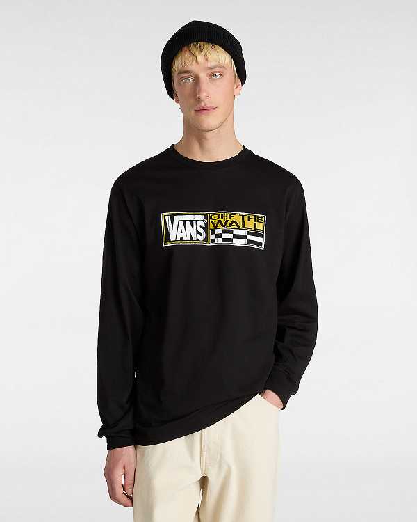 Men Vans Hi Stretch Long Sleeve T Shirts Black Malaysia | VN9483105