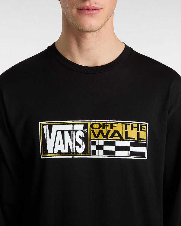 Men Vans Hi Stretch Long Sleeve T Shirts Black Malaysia | VN9483105