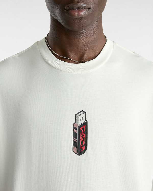 Men Vans Jump Drive T Shirts White Malaysia | VN4597283