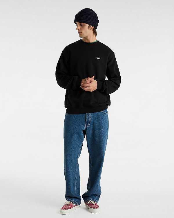 Men Vans Left Chest Embroidered Logo Sweatshirt Black Malaysia | VN3986254
