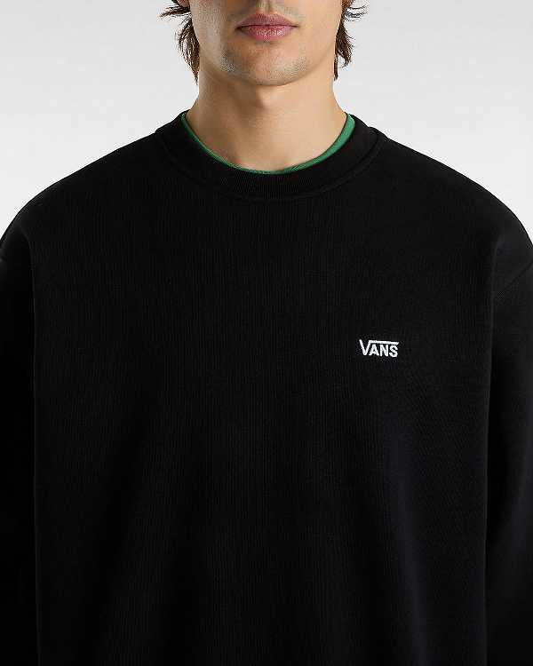 Men Vans Left Chest Embroidered Logo Sweatshirt Black Malaysia | VN3986254