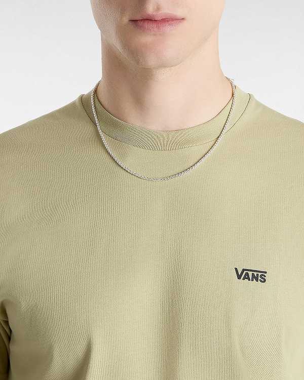 Men Vans Left Chest Logo T Shirts Beige Malaysia | VN3820974