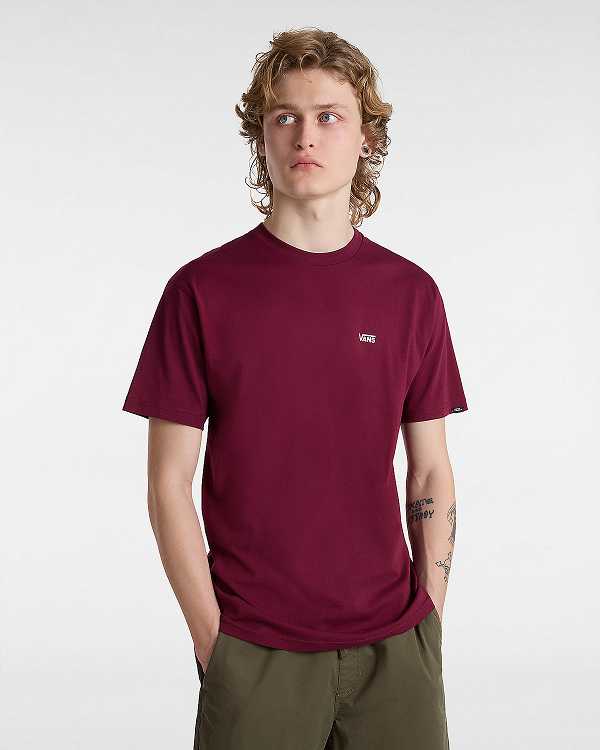 Men Vans Left Chest Logo T Shirts Burgundy Malaysia | VN1405687