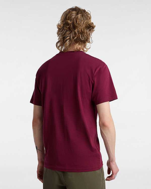 Men Vans Left Chest Logo T Shirts Burgundy Malaysia | VN1405687