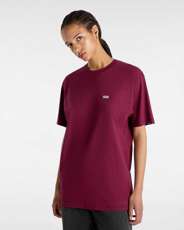 Men Vans Left Chest Logo T Shirts Burgundy Malaysia | VN1405687