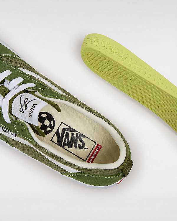Men Vans Lizzie Low Skate Shoes Green / White Malaysia | VN7089453