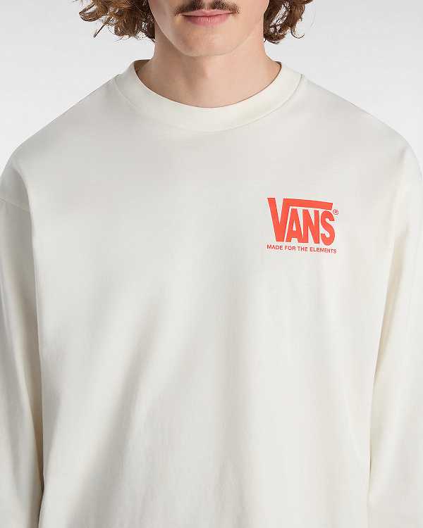 Men Vans MTE Logo Warp Check Long Sleeve T Shirts White Malaysia | VN3276804