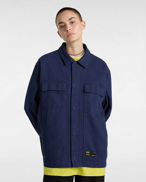 Men Vans Mcavoy Station Jacket Blue Malaysia | VN4685937