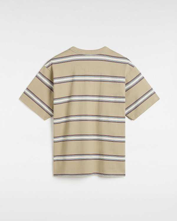 Men Vans Mesa Stripe T Shirts Beige Malaysia | VN3520819
