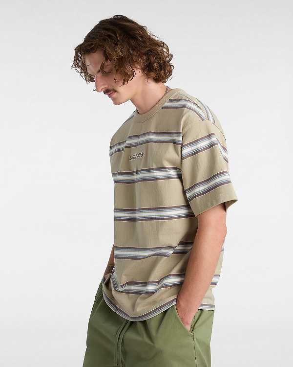 Men Vans Mesa Stripe T Shirts Beige Malaysia | VN3520819