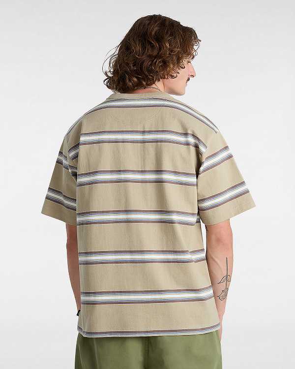 Men Vans Mesa Stripe T Shirts Beige Malaysia | VN3520819