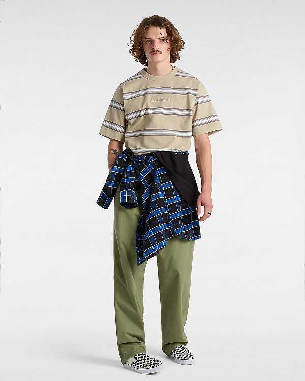 Men Vans Mesa Stripe T Shirts Beige Malaysia | VN3520819