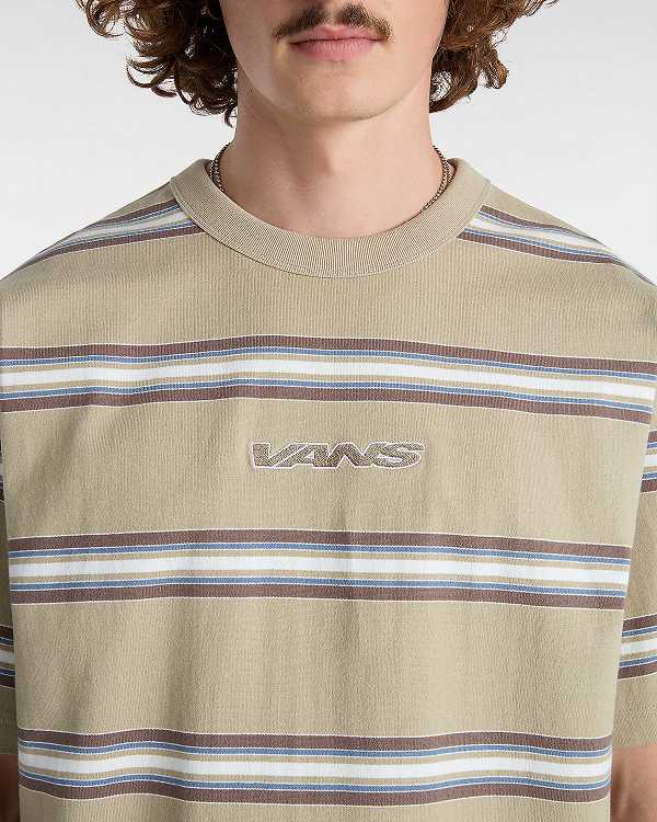 Men Vans Mesa Stripe T Shirts Beige Malaysia | VN3520819