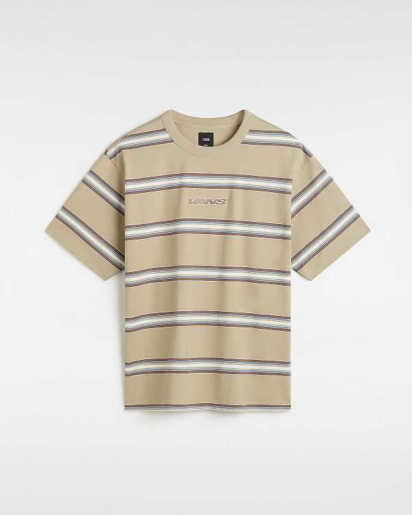 Men Vans Mesa Stripe T Shirts Beige Malaysia | VN3520819