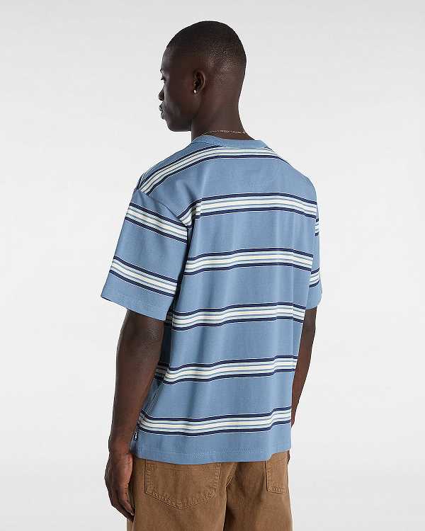 Men Vans Mesa Stripe T Shirts Blue Malaysia | VN3180762