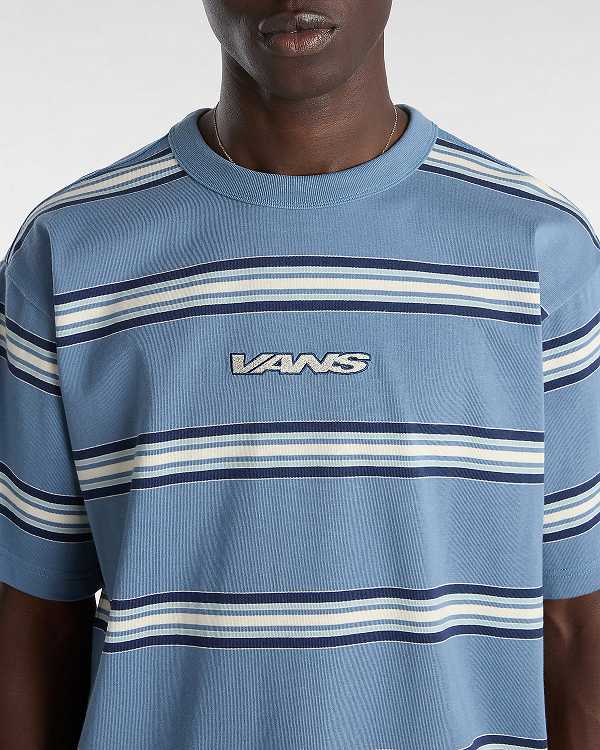Men Vans Mesa Stripe T Shirts Blue Malaysia | VN3180762