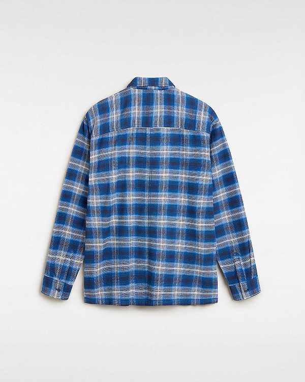 Men Vans Montwood Zip Flannel Shirts Blue Malaysia | VN1362978