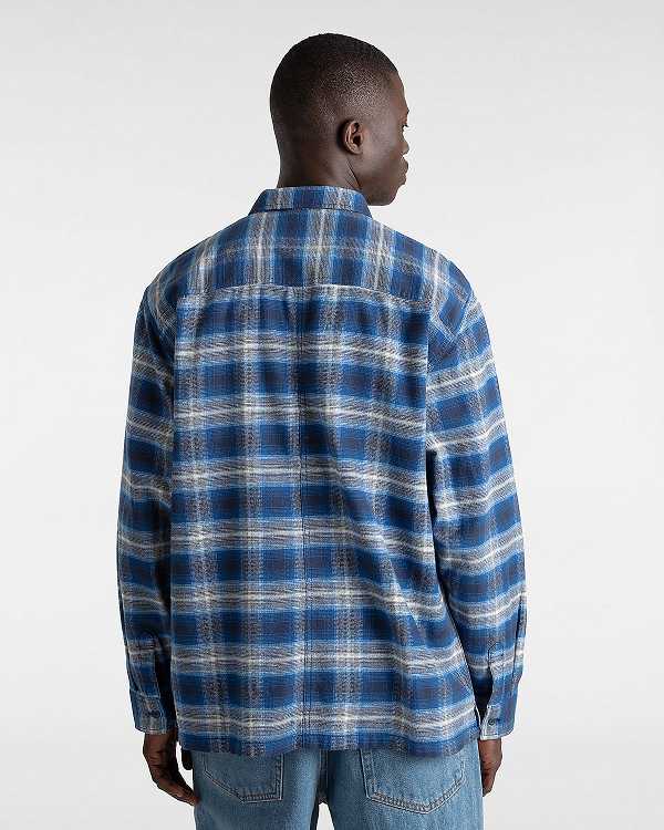 Men Vans Montwood Zip Flannel Shirts Blue Malaysia | VN1362978
