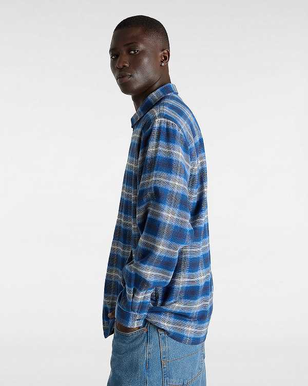 Men Vans Montwood Zip Flannel Shirts Blue Malaysia | VN1362978