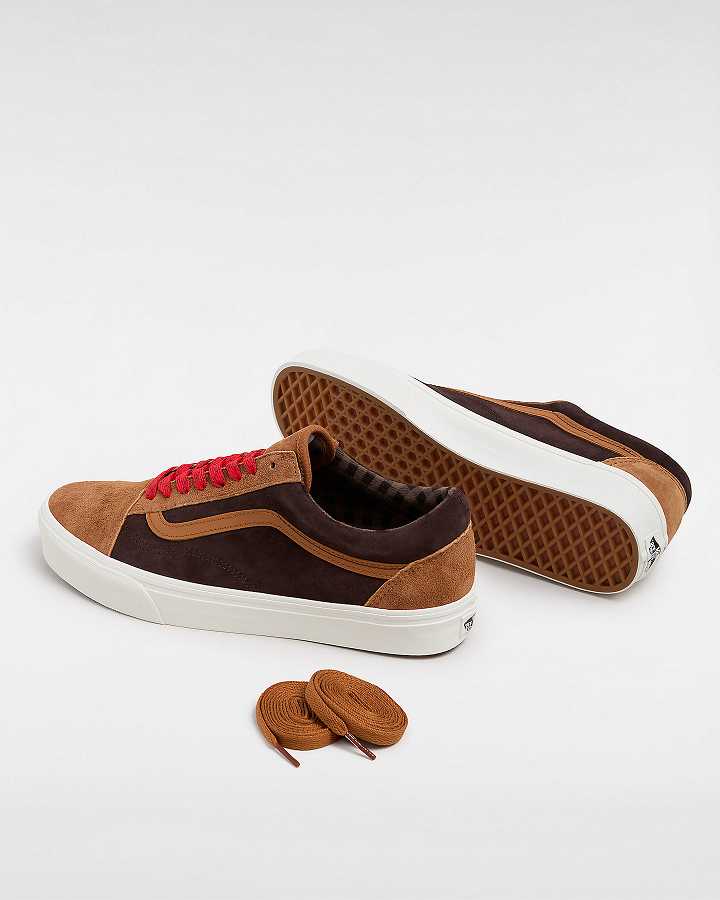 Men Vans Old Skool Pig Suede Sneakers Brown / Orange Malaysia | VN4150269