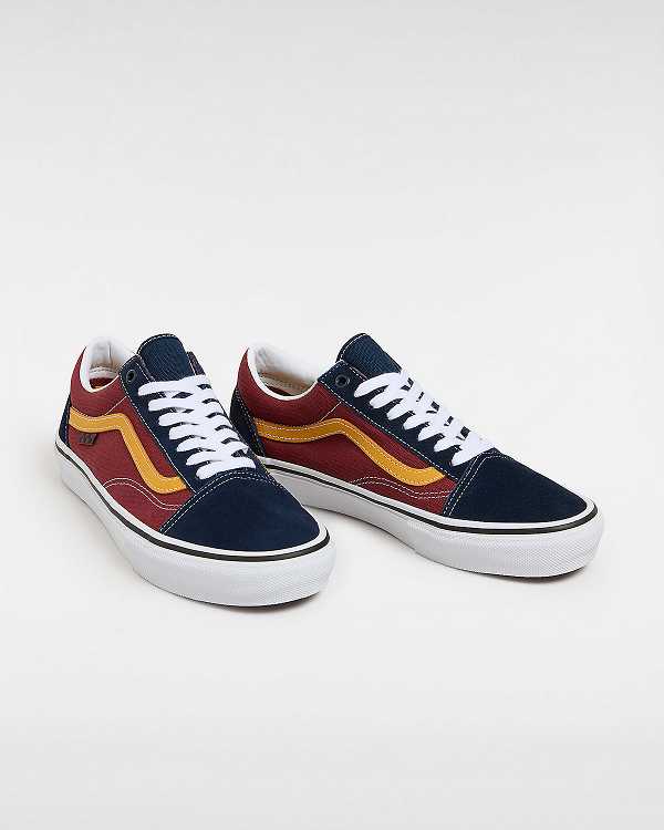 Men Vans Old Skool Skate Shoes Blue / Burgundy Malaysia | VN0743568