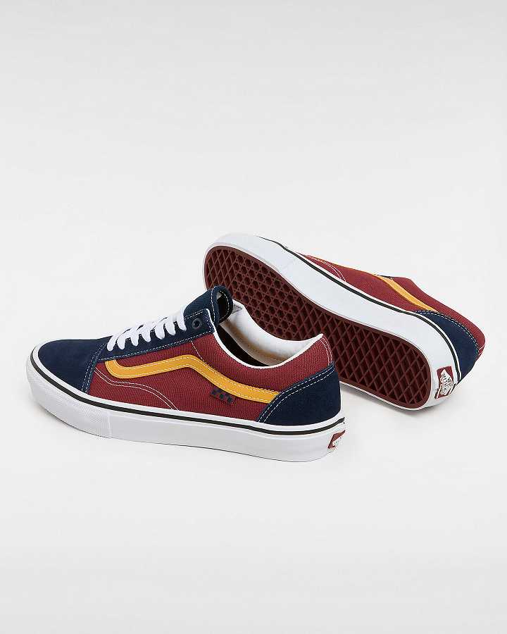 Men Vans Old Skool Skate Shoes Blue / Burgundy Malaysia | VN0743568