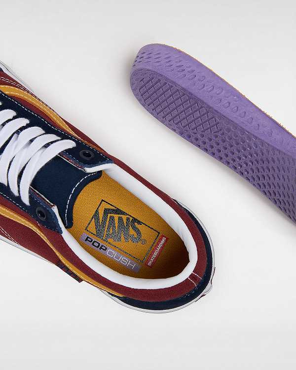 Men Vans Old Skool Skate Shoes Blue / Burgundy Malaysia | VN0743568