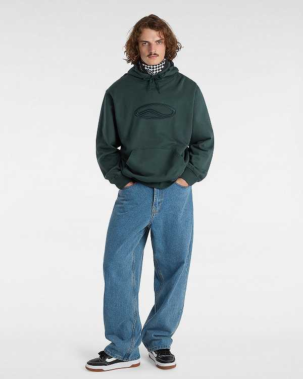 Men Vans Oval Loose Hoodie Green Malaysia | VN9861450