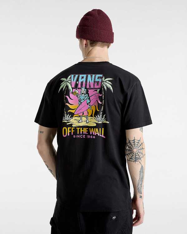 Men Vans Palm Cheers Classic T Shirts Black Malaysia | VN7243908