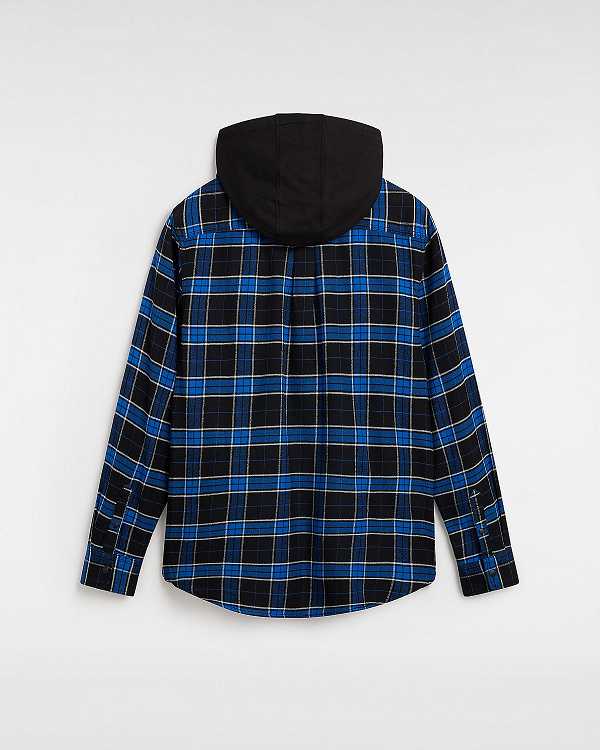 Men Vans Parkway Hooded Long Sleeve Shirts Black Malaysia | VN2437960