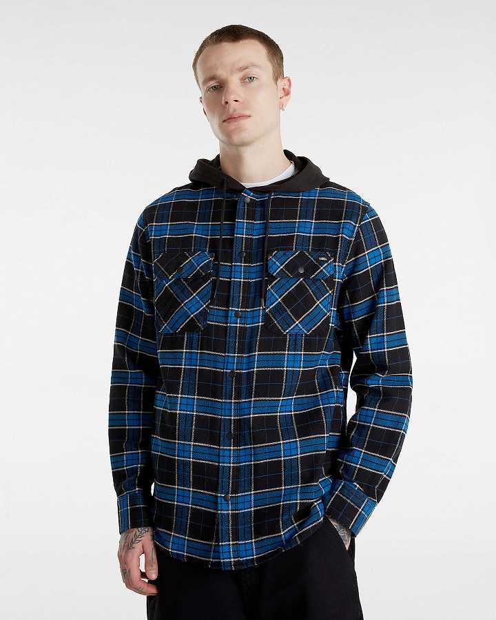 Men Vans Parkway Hooded Long Sleeve Shirts Black Malaysia | VN2437960