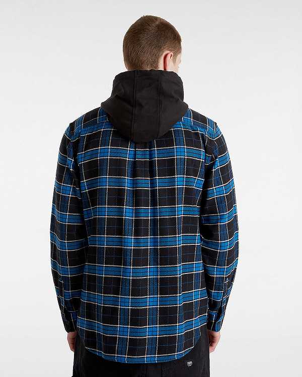 Men Vans Parkway Hooded Long Sleeve Shirts Black Malaysia | VN2437960