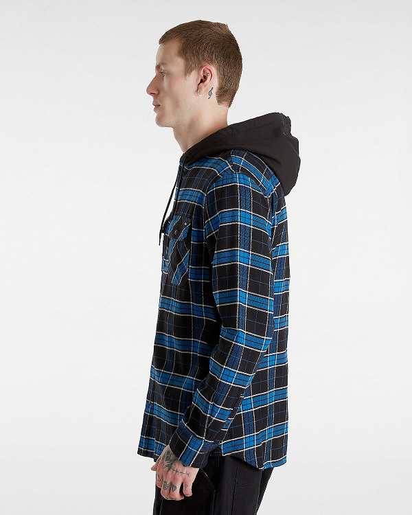 Men Vans Parkway Hooded Long Sleeve Shirts Black Malaysia | VN2437960