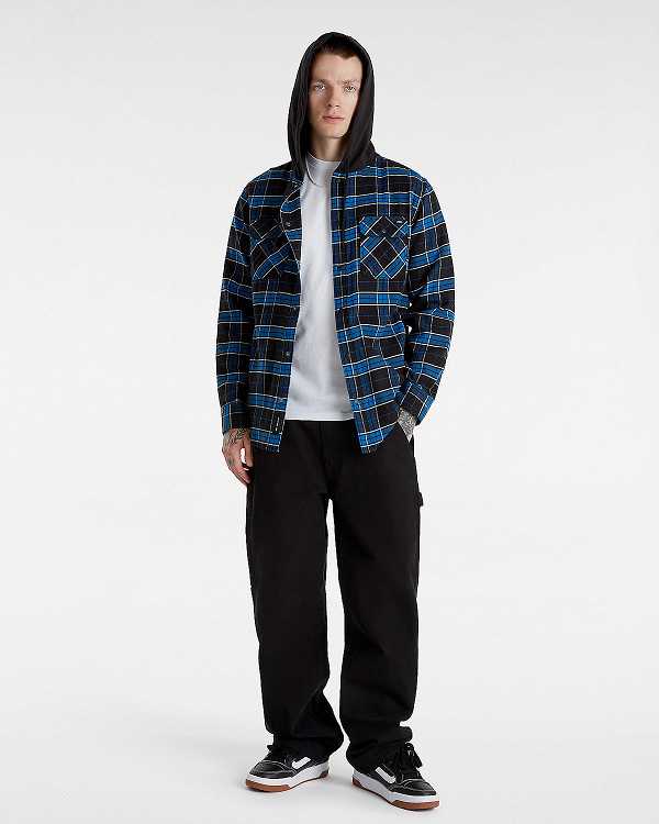 Men Vans Parkway Hooded Long Sleeve Shirts Black Malaysia | VN2437960