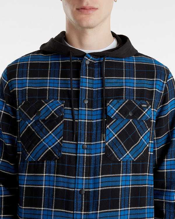 Men Vans Parkway Hooded Long Sleeve Shirts Black Malaysia | VN2437960