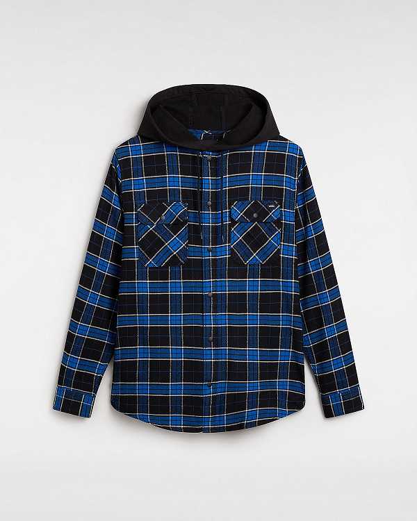 Men Vans Parkway Hooded Long Sleeve Shirts Black Malaysia | VN2437960