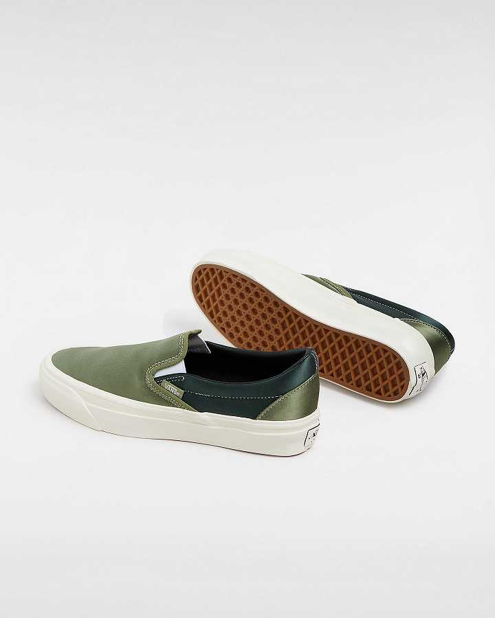 Men Vans Premium 98 Satin Slip On Shoes Green Malaysia | VN5619482