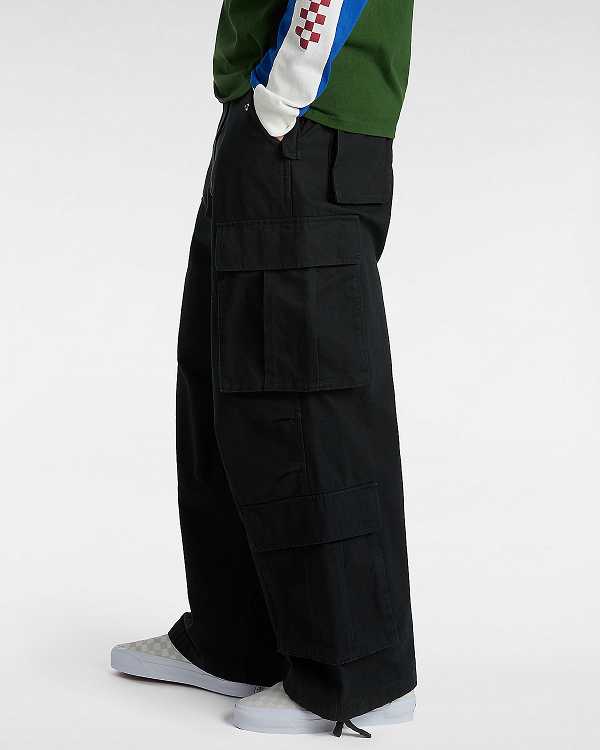 Men Vans Premium Baggy Cargo Pants Black Malaysia | VN7523069
