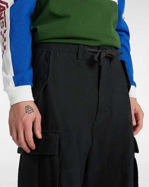 Men Vans Premium Baggy Cargo Pants Black Malaysia | VN7523069