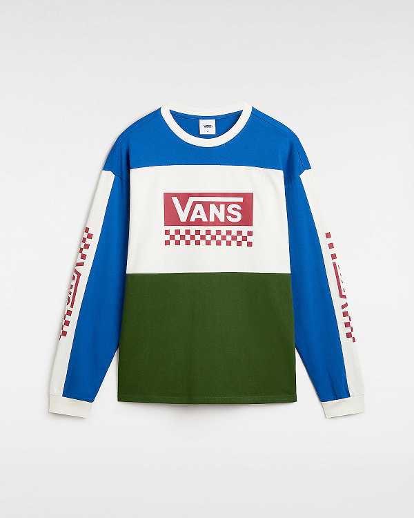Men Vans Premium Branded Panel Long Sleeve T Shirts Green Malaysia | VN3158426