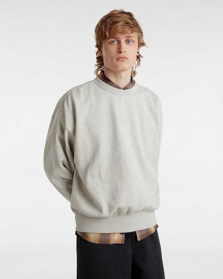 Men Vans Premium Logo Crew Sweatshirt Grey Malaysia | VN3627584