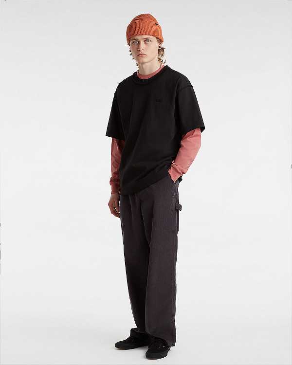 Men Vans Premium Logo T Shirts Black Malaysia | VN4958107