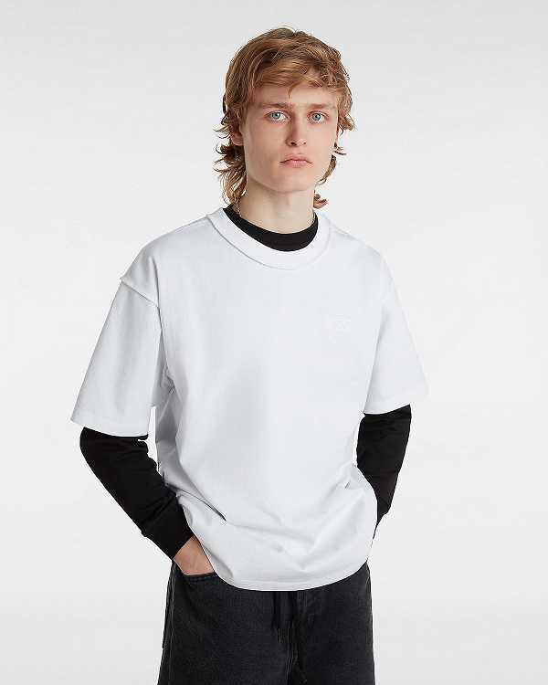 Men Vans Premium Logo T Shirts White Malaysia | VN5314207