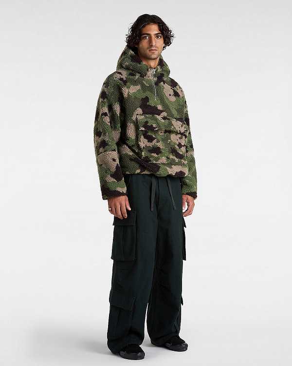 Men Vans Premium Oversized Sherpa Hoodie Green / Brown Malaysia | VN3851920