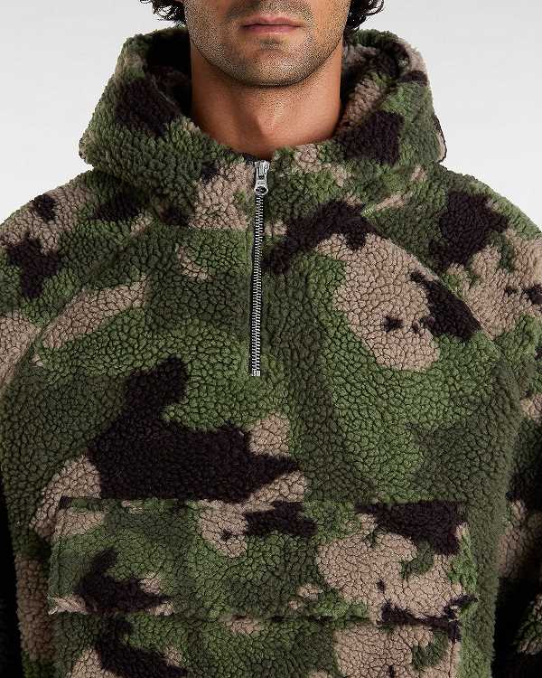 Men Vans Premium Oversized Sherpa Hoodie Green / Brown Malaysia | VN3851920