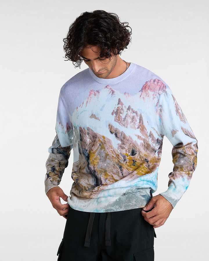 Men Vans Premium Printed Knit Sweater White Malaysia | VN3145680