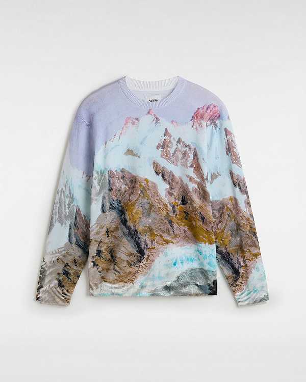 Men Vans Premium Printed Knit Sweater White Malaysia | VN3145680